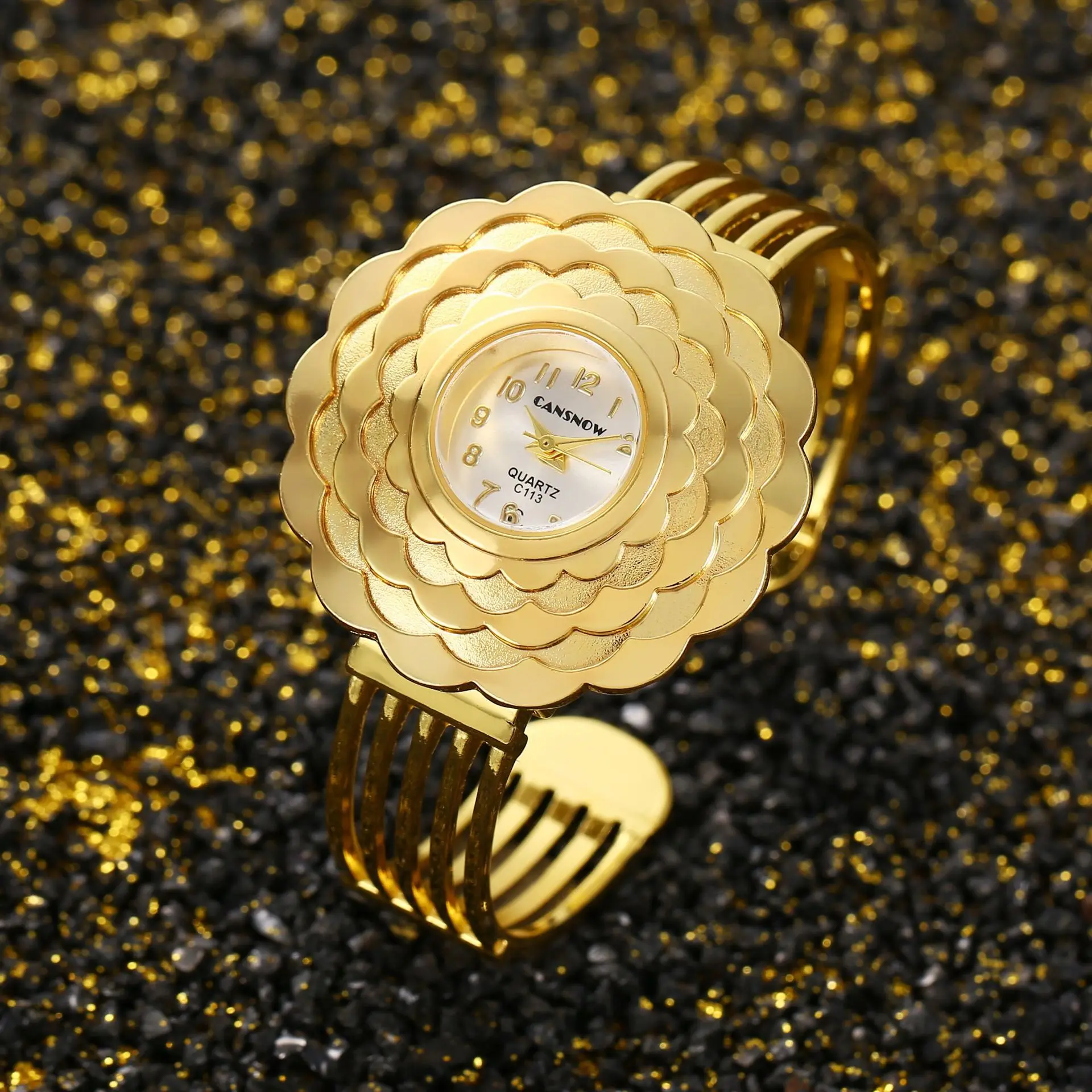 Orologi da donna con quadrante floreale con diamanti di lusso Orologio da donna elegante in acciaio inossidabile con cinturino al quarzo Orologio da polso femminile reloj