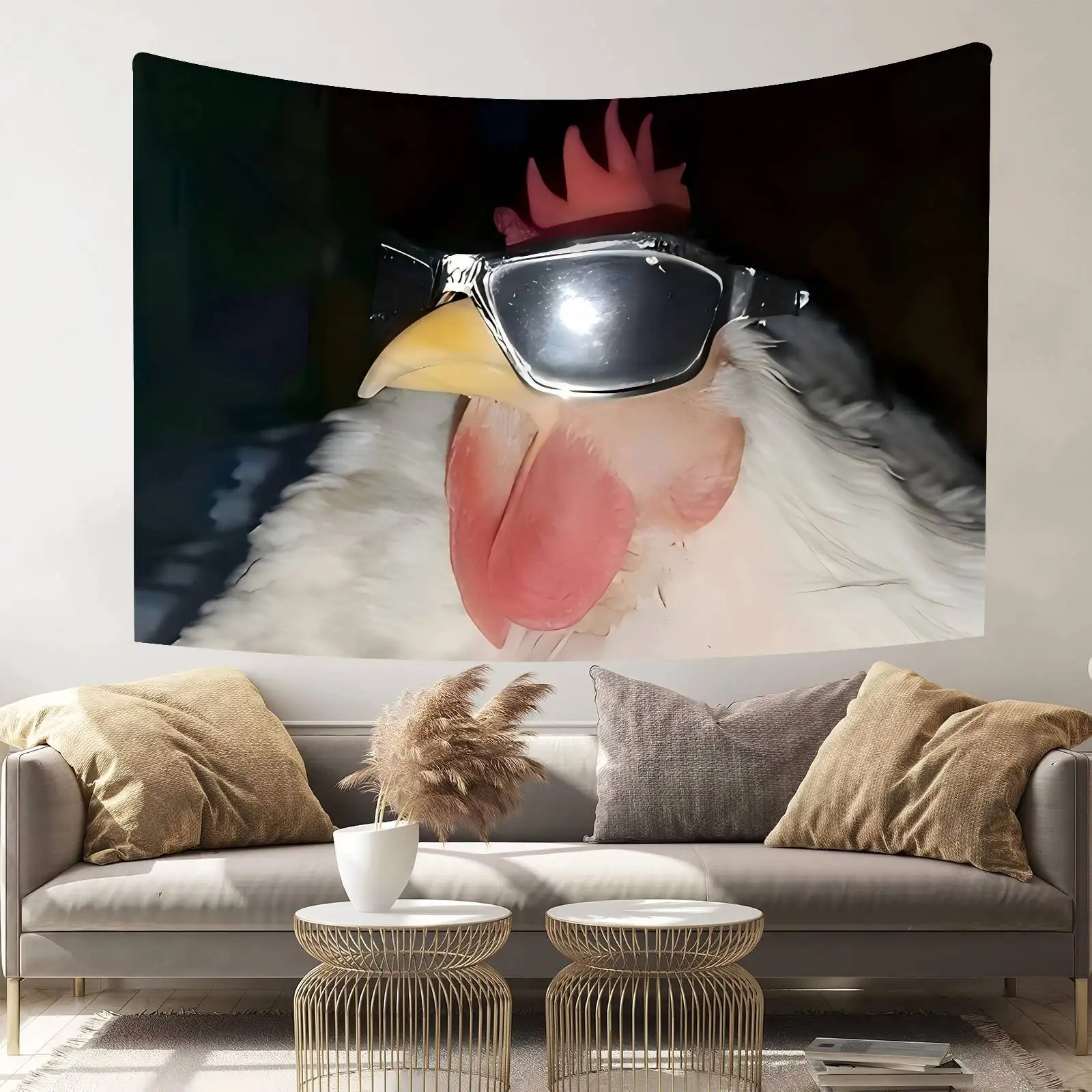 1pc Whimsical Rooster Glasses Tapestry Multi-Size Polyester Bedroom Dorm Living Room Decor