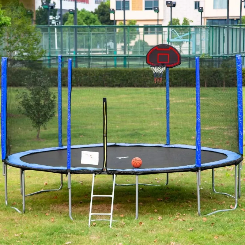 

Trampoline Blue With Enclosure For Adult Kids Outdoor Sport Jumping Fun Durable Material High Quality
