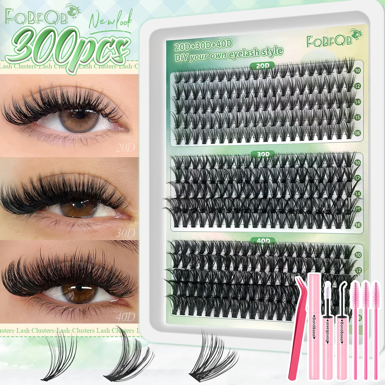352-teiliges Flauschiges Wimpernbüschel-Set, Gemischte Stile A17+A11/T51+A10 Einzelne Wimpernverlängerungen, DIY Volumen-Wimpern mit Kleber und Pinzette – Detail 8