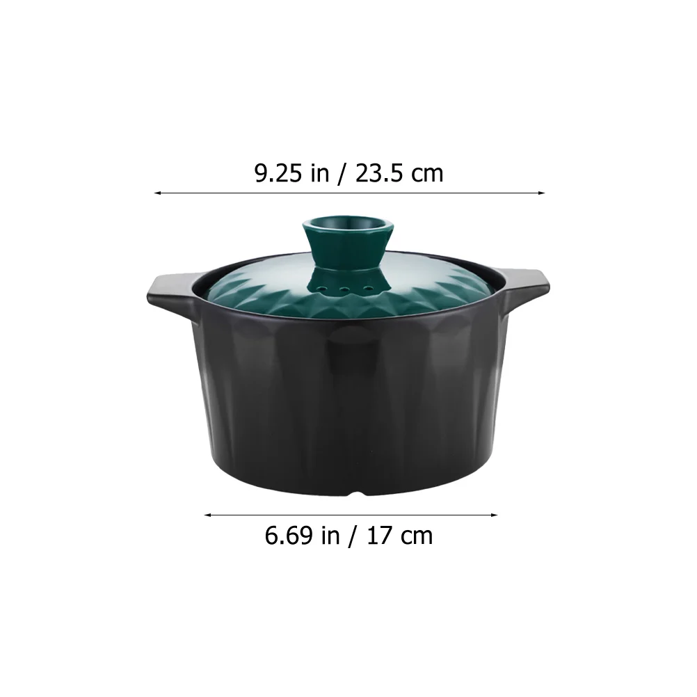 

1Pcs Ceramic Stew Pot Cooking Pot Flat Base Non-Sticky High Heat Resistance Home Use Ceramic Cookware Stew Pots