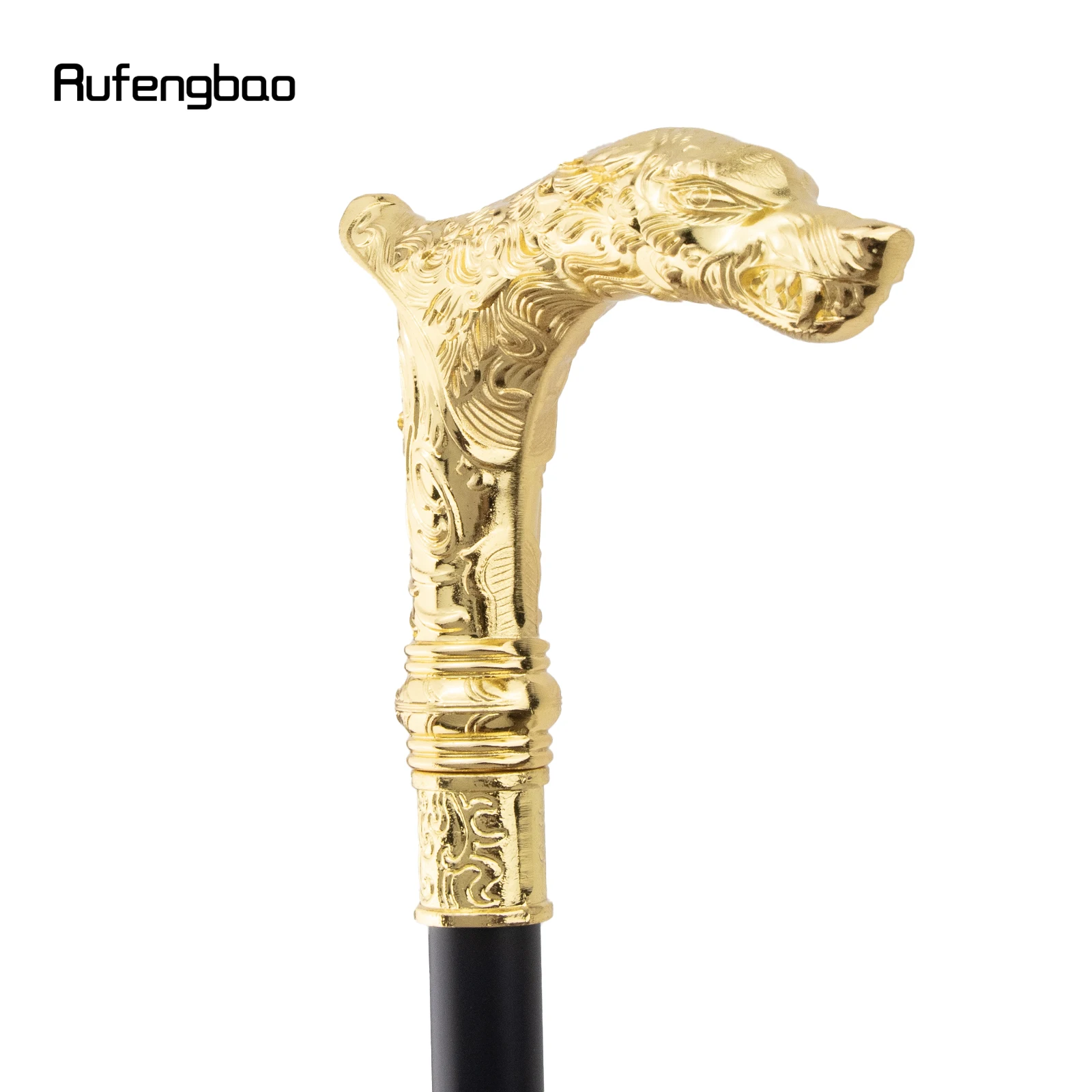 Gouden Kylin Luipaard Wandelstok Met Verborgen Plaat Zelfverdediging Mode Cane Plaat Cosplay Crosier Vampier Stick 93Cm