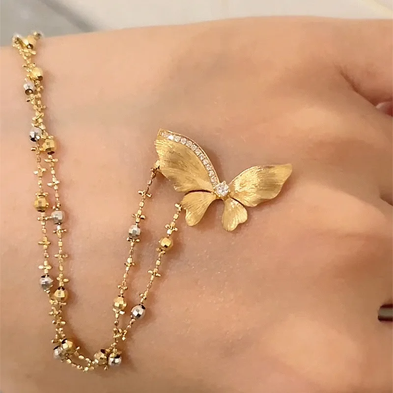 

Vintage Rigato Gold Butterfly Pendant Ball Chain Necklace for Women Birthday Gifts Luxury Design Lucky Fine Choker Bling Jewelry