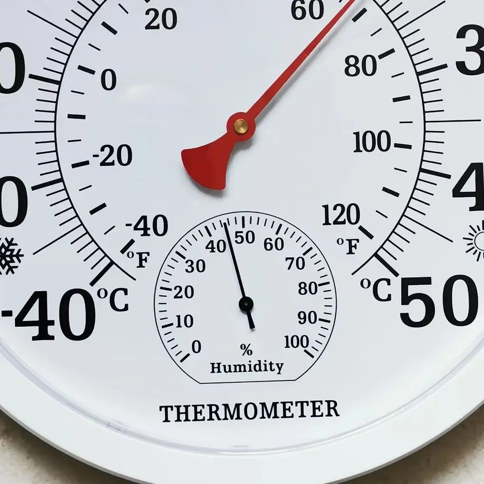Indoor Outdoor Thermometer Hygrometer 25cm Wireless Analog Humidity Gauge For Garden Greenhouse Kitchen Office Temperature Meter