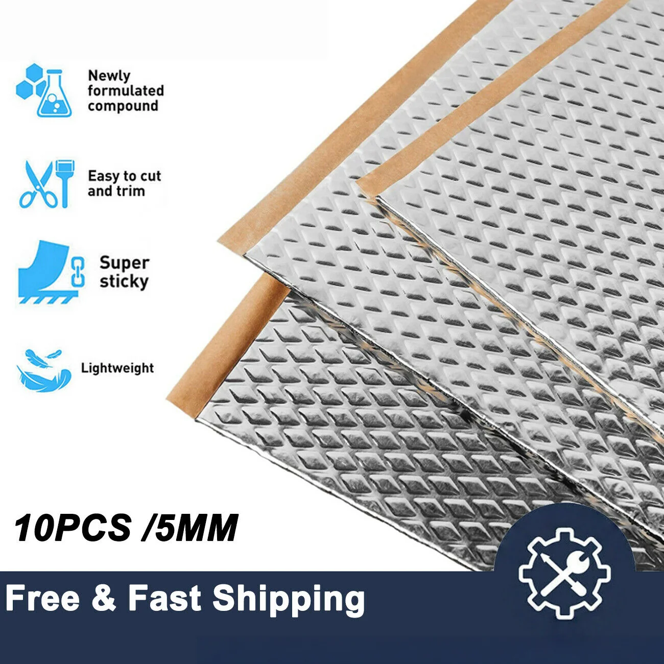 

10 Sheets Sound Deadening Damping Mat Car Silent Compact Van Proofing 5mm Auto
