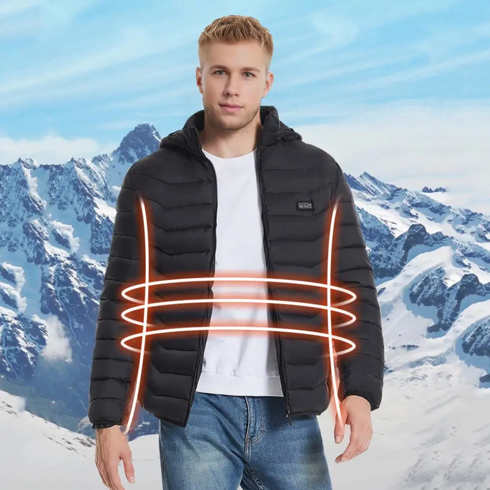 USB Charging Heated Jacket Men Women Thermal Coat with Three-Level Temperature Control Windproof Outwear