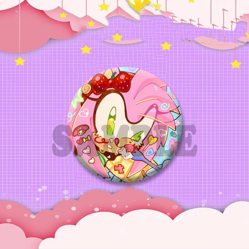 Niedliche Anime-Spielcharakter Amy Rose Brosche Cartoon Rollenspiel-Abzeichen Schmuck Emaille-Pins für Rucksack Kleidung Geschenke für Freunde – Detail 13
