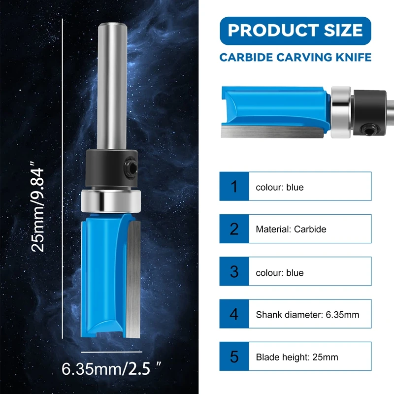 1/4Inch Shank Router Bit Twin 2 Fluted Imperial Jig Template Cutter Woodworking