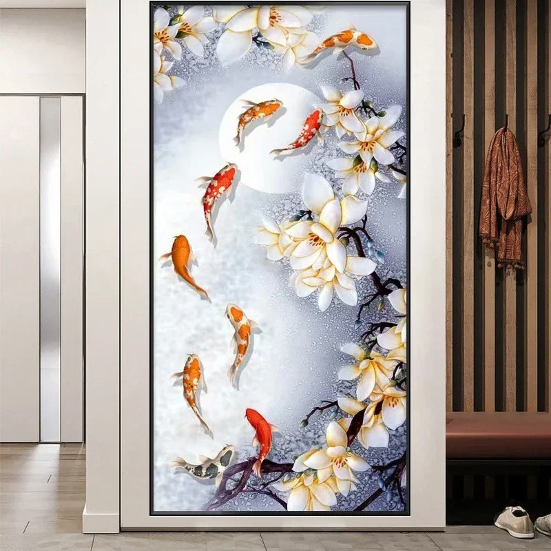 5D Diamond Painting Carp Magnolia Full Diamond Art Embroidery Large Office Living Room Home Decor DIY Diamond Cross Stitch Kits