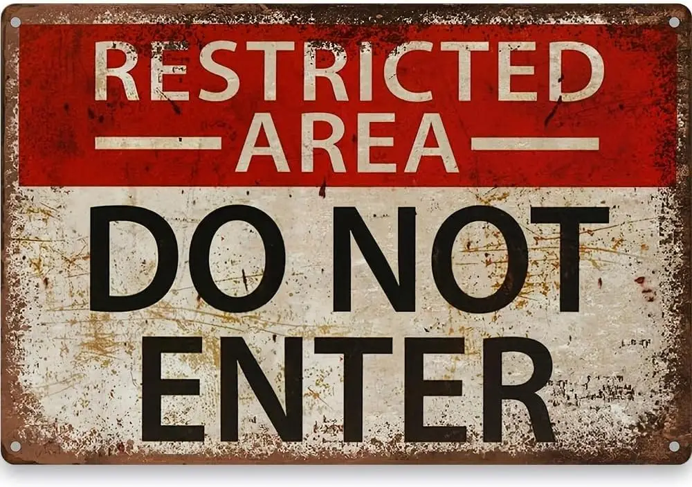 Distinctive Restricted Area Sign - Premium Metal Tin Wall Art with Do Not Enter Warning, es Size, Durable, Waterproof, Easy to H