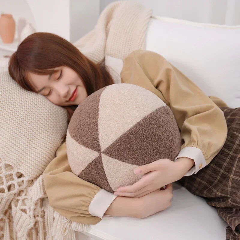 Round Cushion Nordic Ball Shape Stuffed Decorative Pillow for Room Sofa Office Soft Solid Color Cushions Waist Rest Throw Pillow