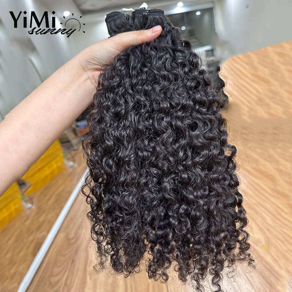 Yimisunny-Tecer de cabelo humano encaracolado não processado virgem birmanês, trama de extensão, cabeça cheia, 100%, 100g, 4 pcs por pacote, atacado