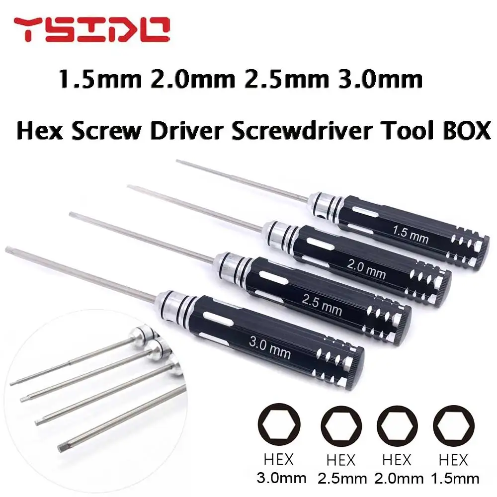 

4Pcs YSIDO 1.5mm 2.0mm 2.5mm 3.0mm Hex Screw Driver Screwdriver Tool BOX for FPV Racing Drone Heli Airplanes Cars Boat RC Parts