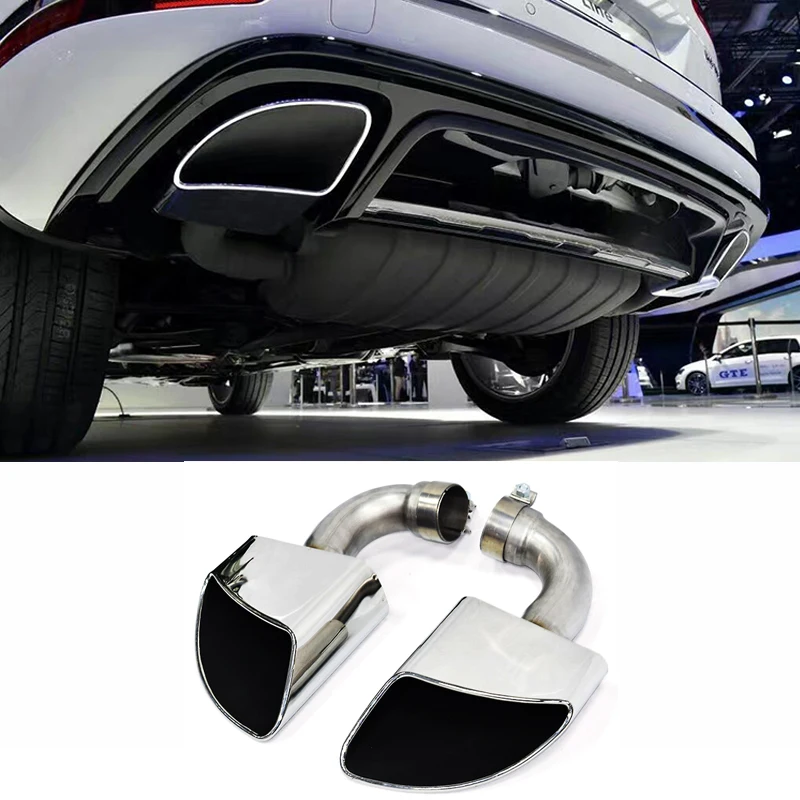 Original Style Exhaust Tip For Volkswagen Touareg V6 V8 W12 2012-2017 Stainless Steel Muffler Tip Square Silver Tailpipe