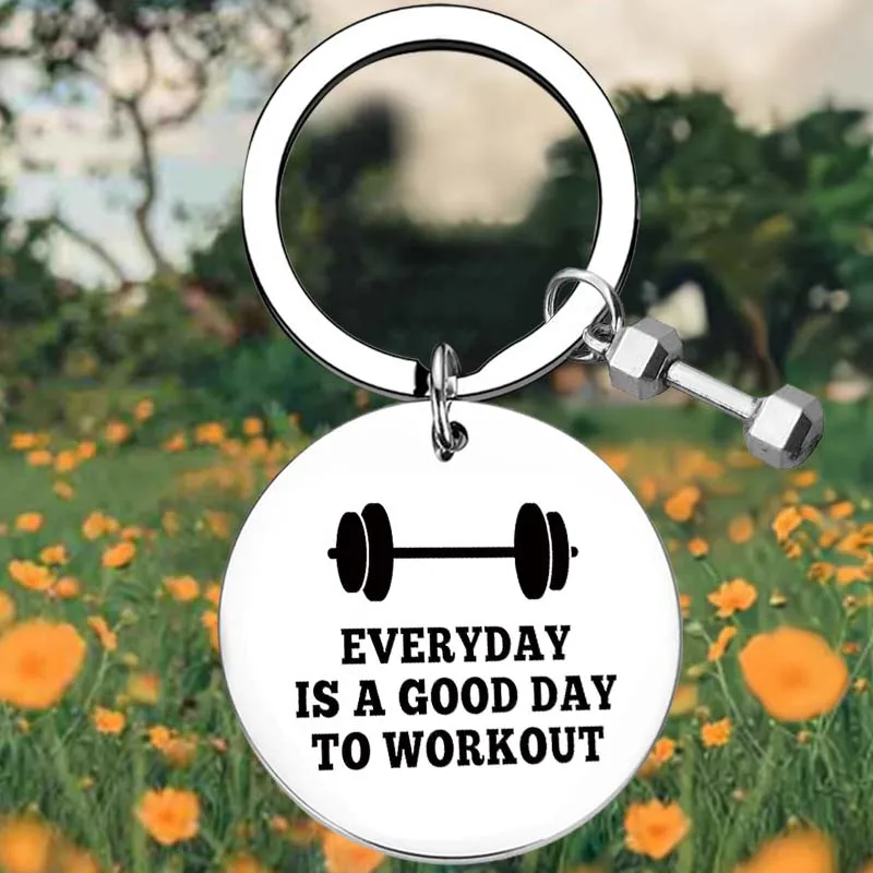 Workout Gift Key Chain Ring Weightlifting Fitness Gift Trainer Bodybuilding keychains pendant Dumbbell Gift Inspirational Gift