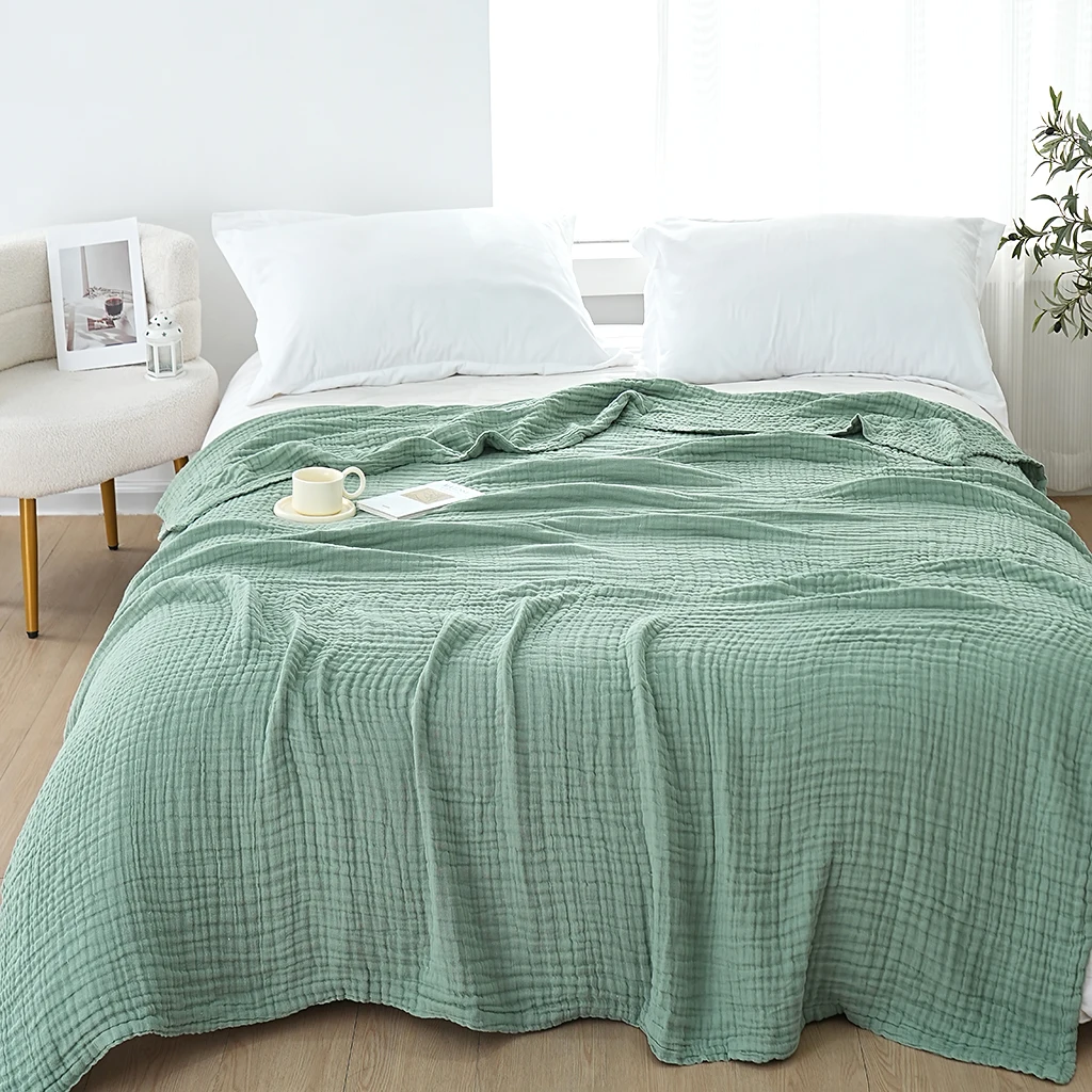200×150cm ムスリンブランケット ベッド用 夏用 大人用 スローブランケット ソファ用 コットン ソフト クイーン キングサイズ 大型 寝具 キルト ブランケット