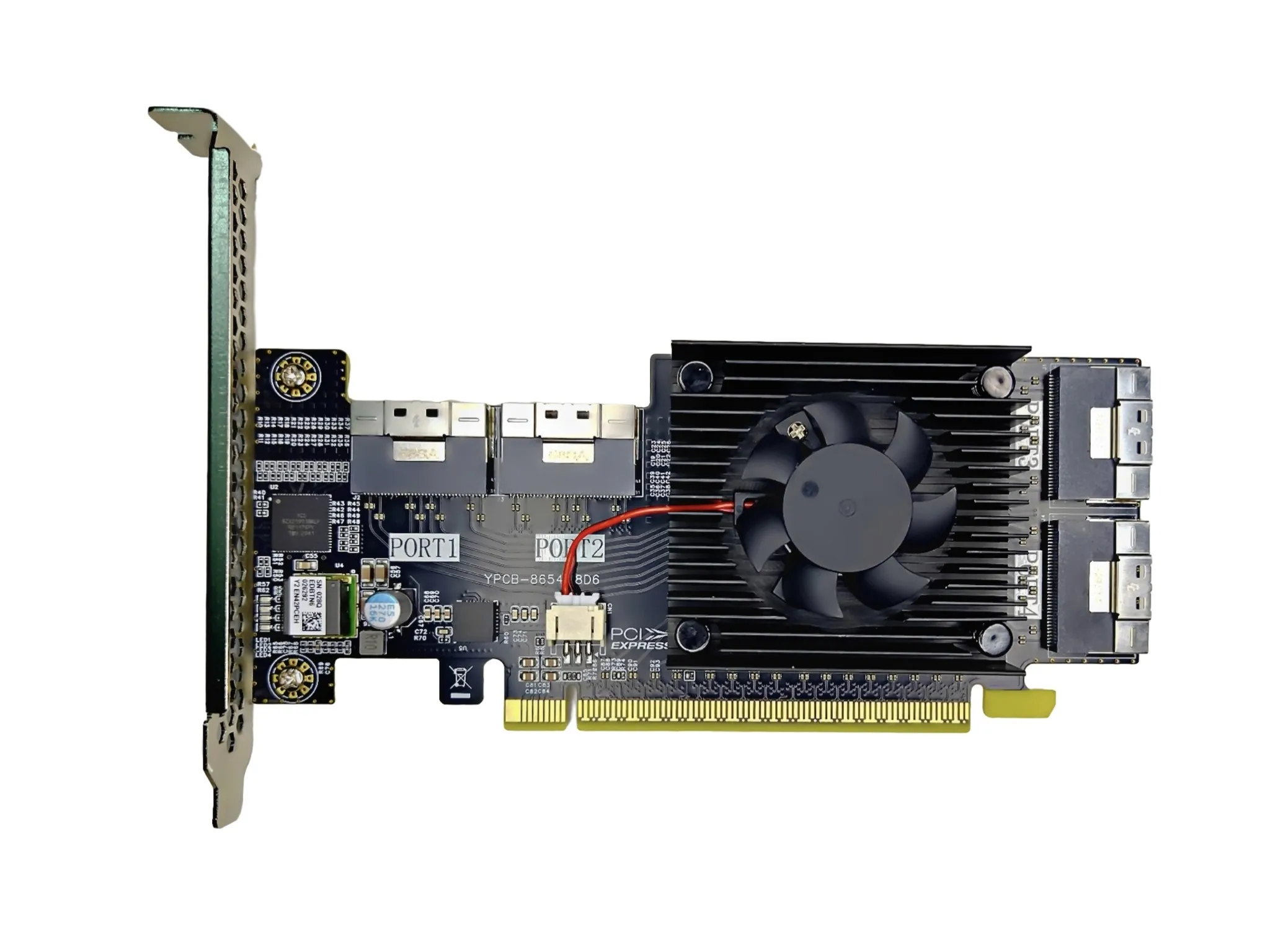 Non-removable Expansion Card PLX8749 with 4 SFF8654 Slots for U2 Hard Drives, Network Cards, and Graphics Cards
