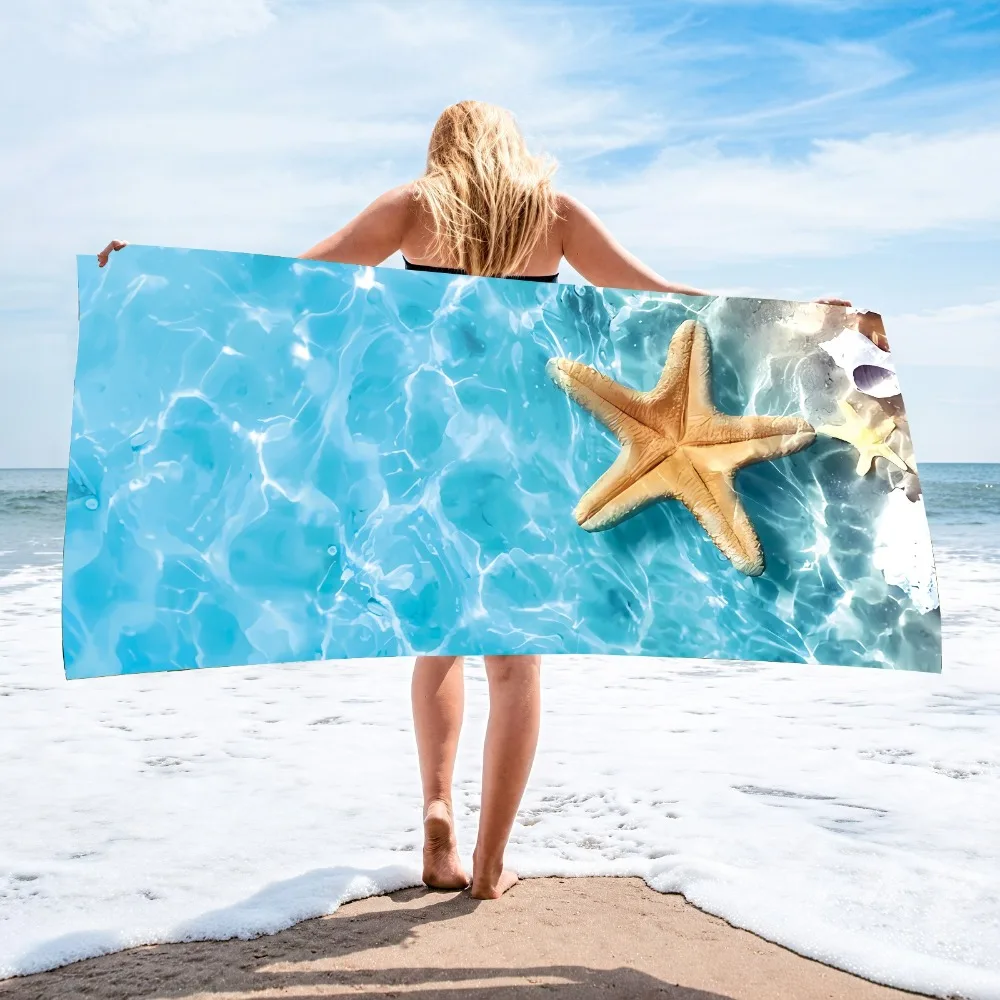 27.5x55inch Blue Ocean Jellyfish Bath Towel Microfiber Quick-dry Beach Towel Fitness Swim Outdoor Travel Camping Beach Blanket