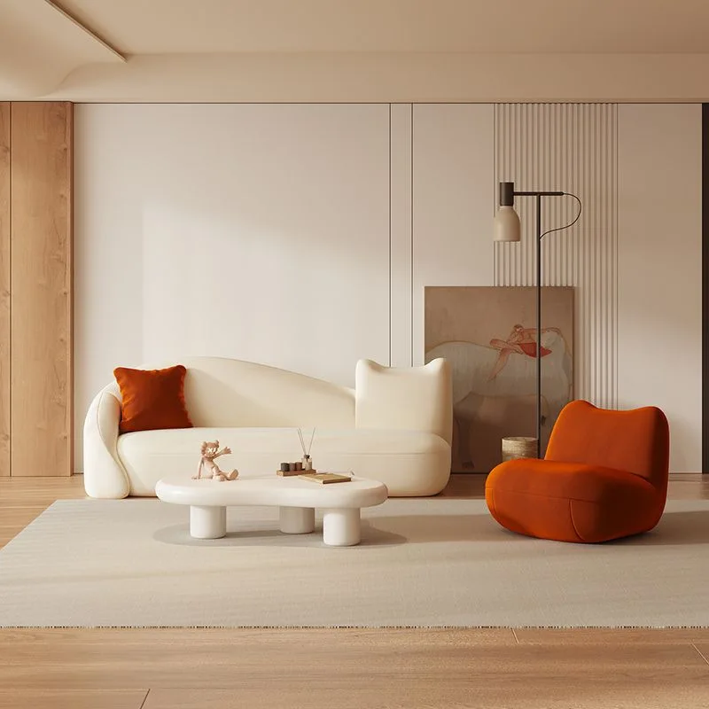 Modern simple small apartment creative special-shaped beauty salon light luxury curved cloud living room fabric sofa
