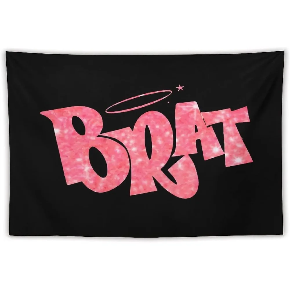BRATT Angelic Graffiti Tapestry: Stunning Pink & Black Wall Art for a Bold, Edgy, and Unique Decor Statement Piece