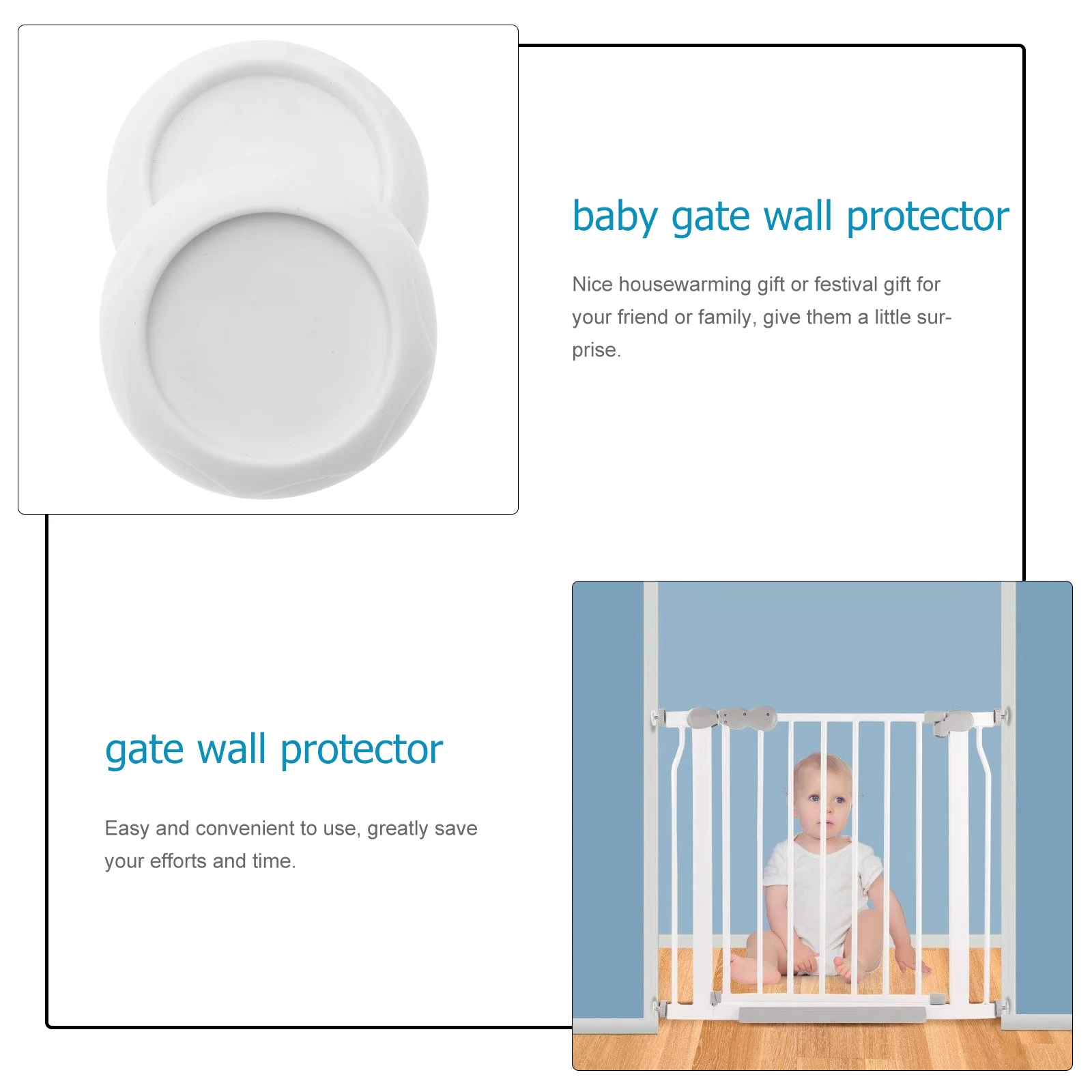 Protector de tazas de pared para puerta de bebé, almohadilla montada en la pared, puertas de escaleras para niños y mascotas, para interior, 2 uds.