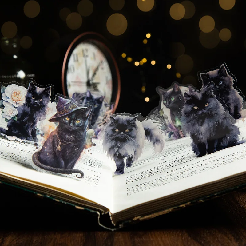 20 Stück niedliche magische schwarze Katze dekorative Aufkleber Pack Ästhetik Collage Scrap booking Label DIY Tagebuch Album Junk Journal Planer