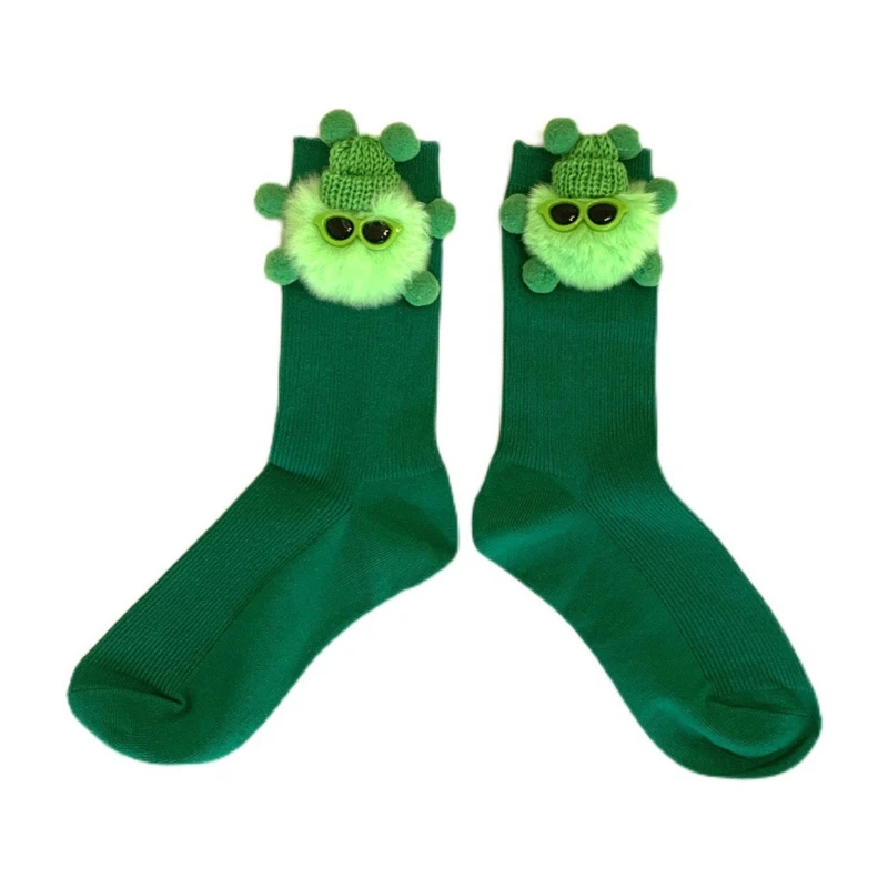 für Kreative Unisex Lustige Cartoon-Socken Niedlicher 3D-Grünbohnen-Elf-Plüsch für Ho