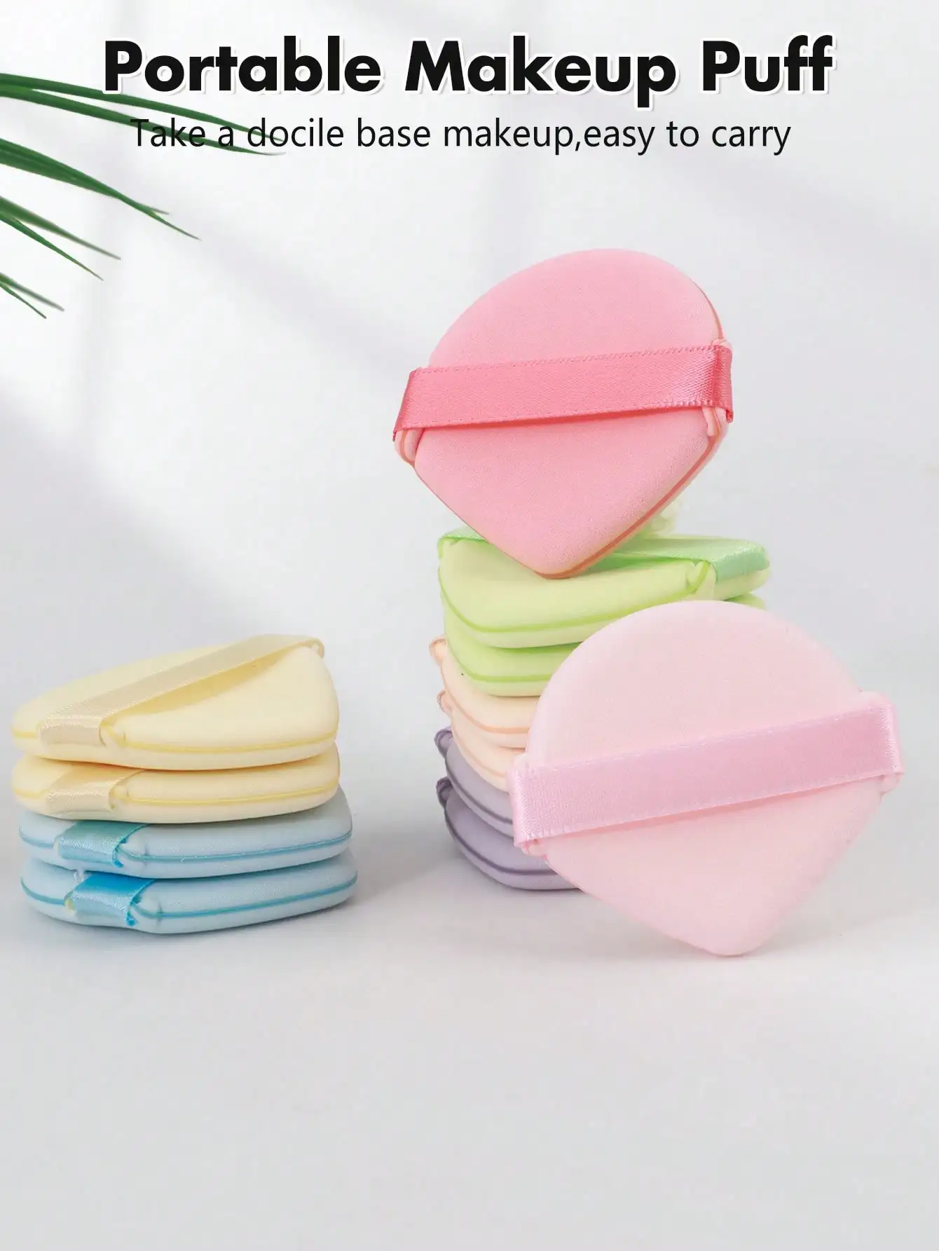 3‑Pack Teardrop Shape Makeup Powder Puff With Finger Strap Soft Sponge Foundation Blender Wet Dry Dual‑use Cosmetic Puff