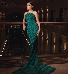Sparkly Green Mermaid Evening Dresses Glitter Beaded Female Prom Dress Arabic Wedding Party Dress Vestidos De Cóctel Customized