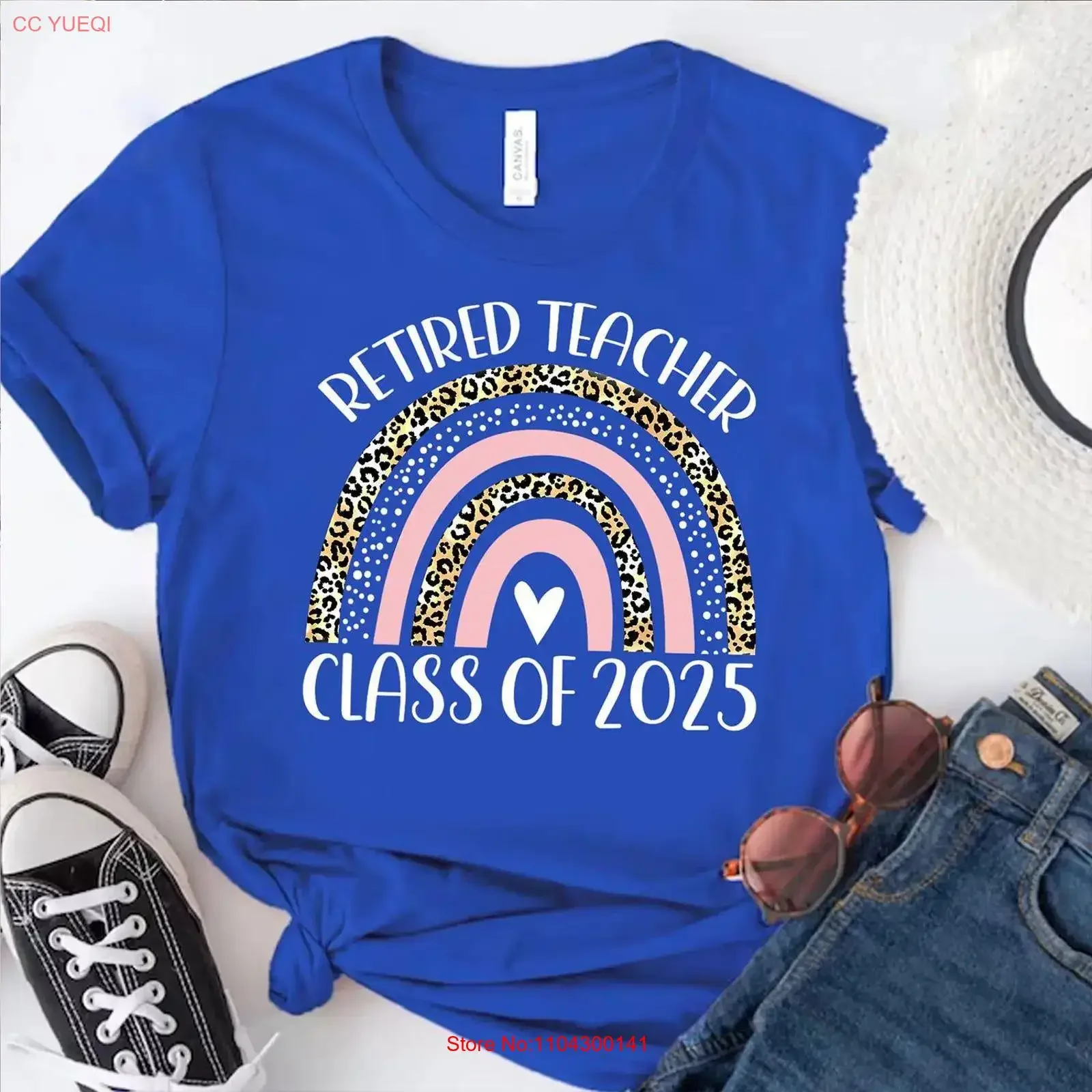 Retired Teacher Class of 2025 T Shirt Leopard Rainbow Heart Retirement Fun Boho Educator Farewell vintage Washed graphic