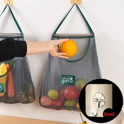 Kitchen Storage Bag Fruit Vegetable Bag Wall Hanging Onion Potato Grocery Mesh Bag Reusable Storage Vegetable Fruit Organizer