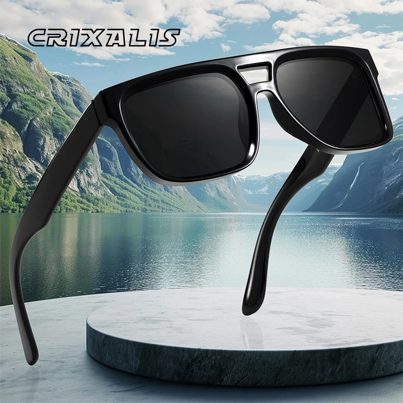 CRIXALIS Quadratische Retro-Sonnenbrille für Damen und Herren, trendige rechteckige Herren-Sonnenbrille zum Fahren, Angeln, weiblich, UV400