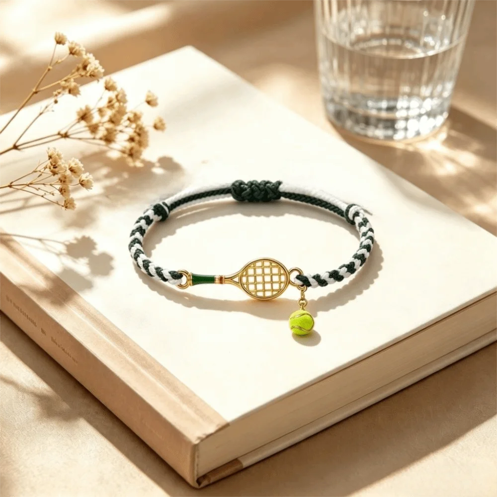 Adjustable Tennis Racket Bracelet Lightweight Design Vintage Style Handwoven Bracelet Handwoven Copper Material Couple Bracelet