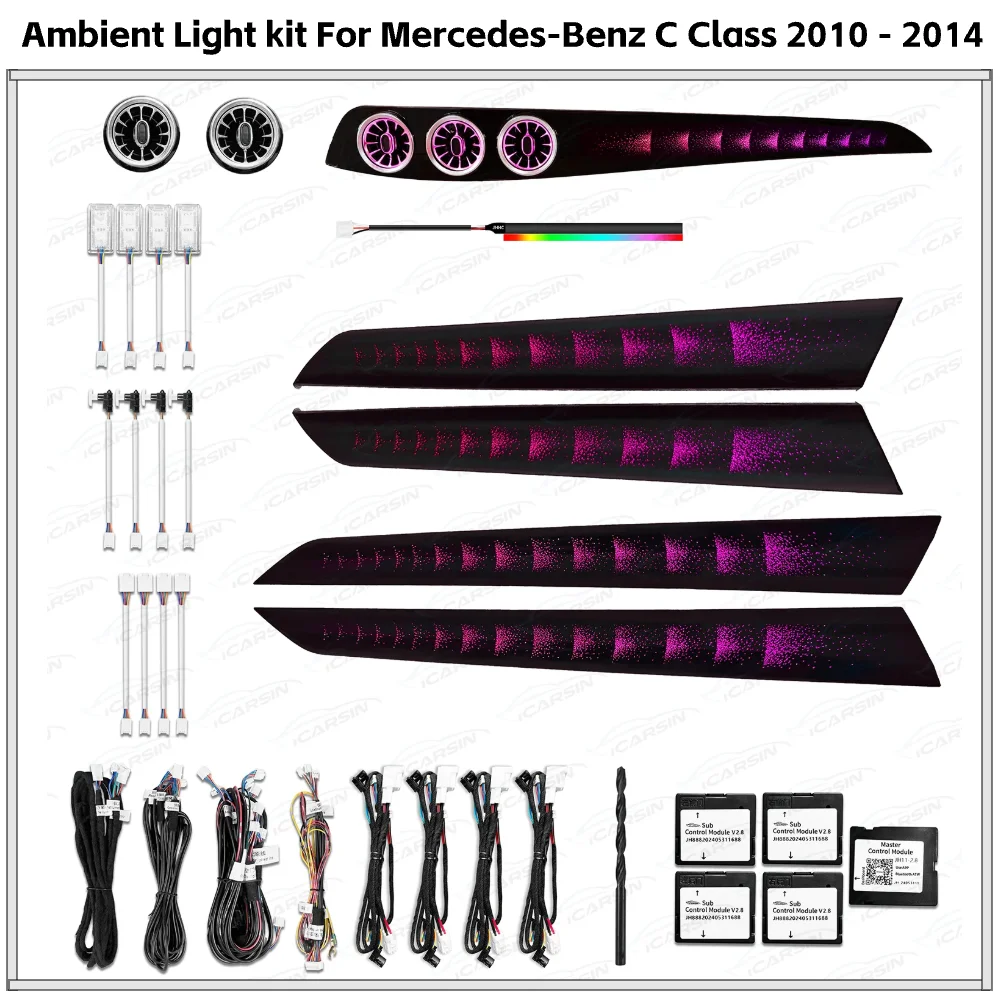 

APP Control 64 Colors Ambient Light for Mercedes C Class W204 2010-2014 Interior Atmosphere Lamp Upgrade Kit
