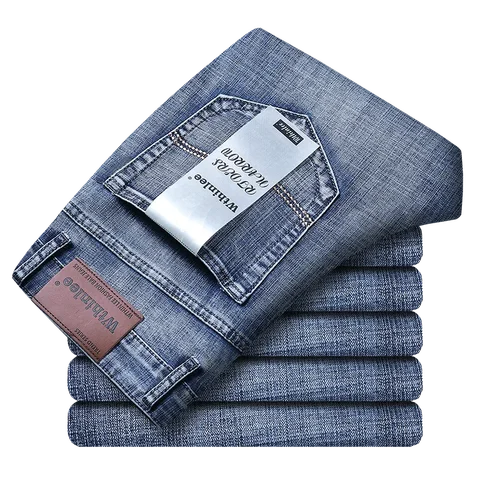 Wthinlee Neue Business männer Jeans Casual Gerade Stretch Mode Klassische Blau Schwarz Arbeit Denim Hosen Männliche Marke Kleidung