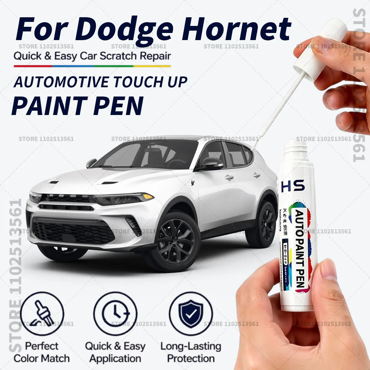 For Dodge Hornet Touch Up Paint Pen Quick Repair Car Scratch Chip Paint Brush Blue Steele White Gray cray