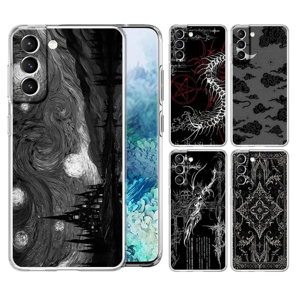 Dark Art Gothic design Clear Phone Case For Samsung Galaxy S26 S25 FE S24 + S23 S22 S21 Ultra S20 5G S10E Plus Cover