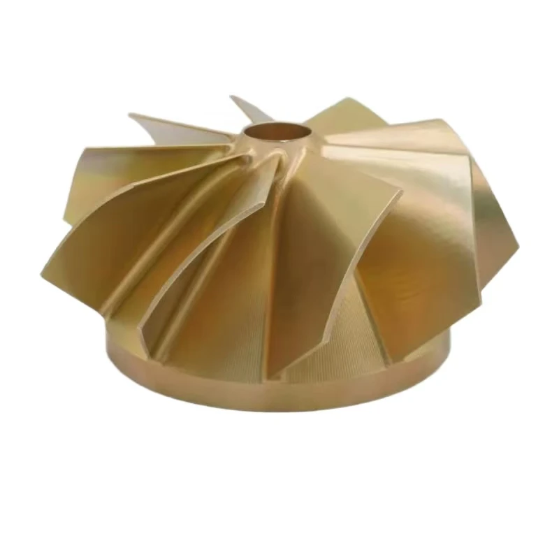 

CNC machining copper turbojet engine impeller Five-axis machining The core component of the high-speed centrifugal fan