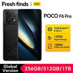 【전 세계 개봉】POCO F6 Pro 5G 글로벌 스마트폰 NFC Snapdragon® 8 Gen 2 6.67인치 120Hz DotDisplay 120W HyperCharge 50MP 트리플 카메라(OIS 포함)