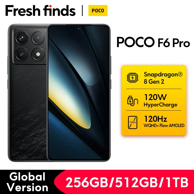 POCO F6 Pro 5G Global Version Smartphone Snapdragon® 8 Gen 2 120W HyperCharge 6.67'' WQHD+ 120Hz Flow AMOLED DotDisplay NFC