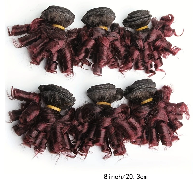 Short Bouncy Curly Bundles Colored Funmi Curl 100% Human Hair Bundles Brazilian Curly Weave 6 Bundles Human Hair Extensions
