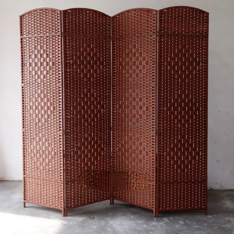 Chinese Style Handmade Solid Wood Folding Straw Screen