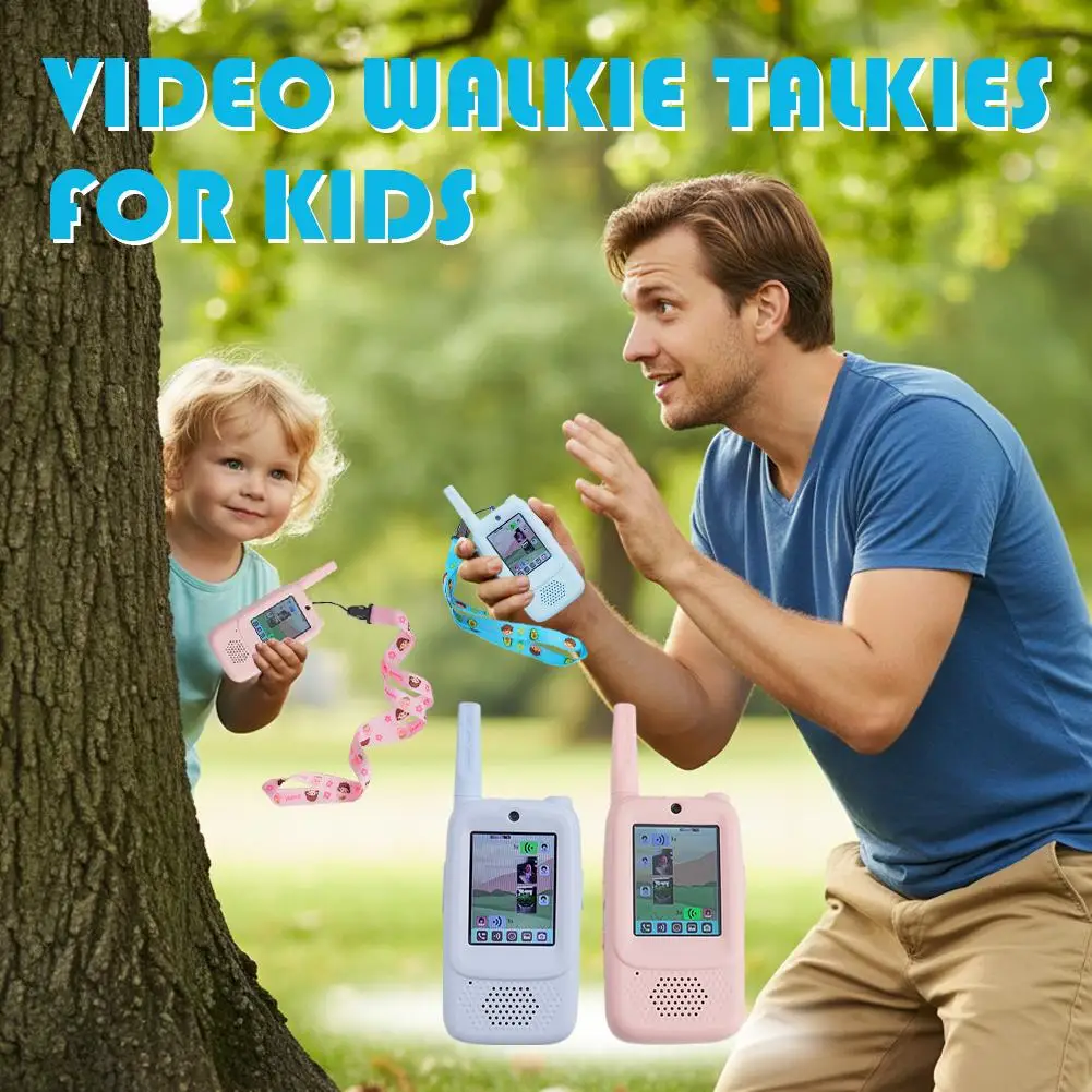 Talkie-walkie vidéo pour enfants, 2 pièces, Rechargeable, écran haute définition de 2 pouces, appel en un clic, interphone de dessin animé, cadeaux pour enfants