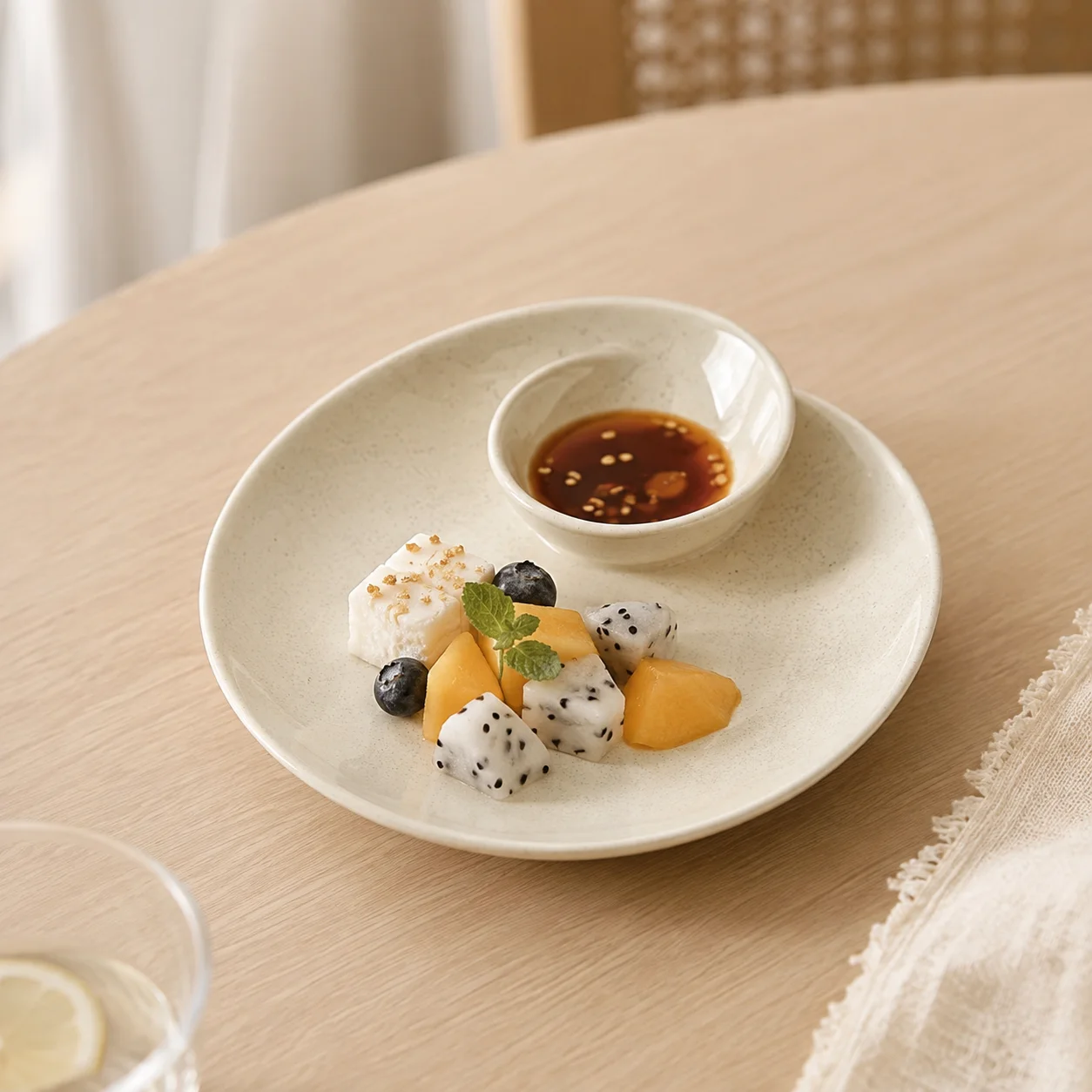 Ceramic Conch Plate Divided Dinner Plate Sauce Dish Vinegar Bowl Tableware Dessert Snack Fruit Serving Tray Dinnerware