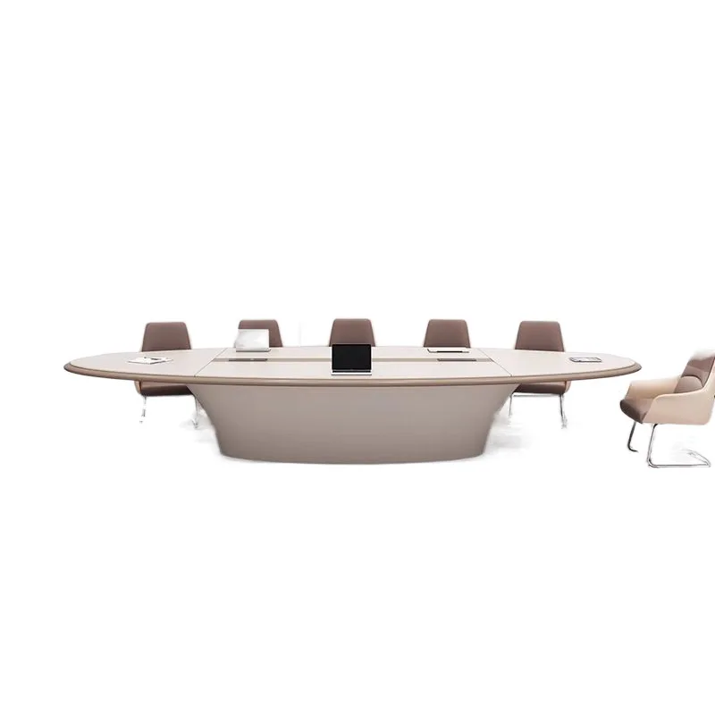 

Large paint long table high-end office light luxury negotiation table simple modern reception table and chair combination
