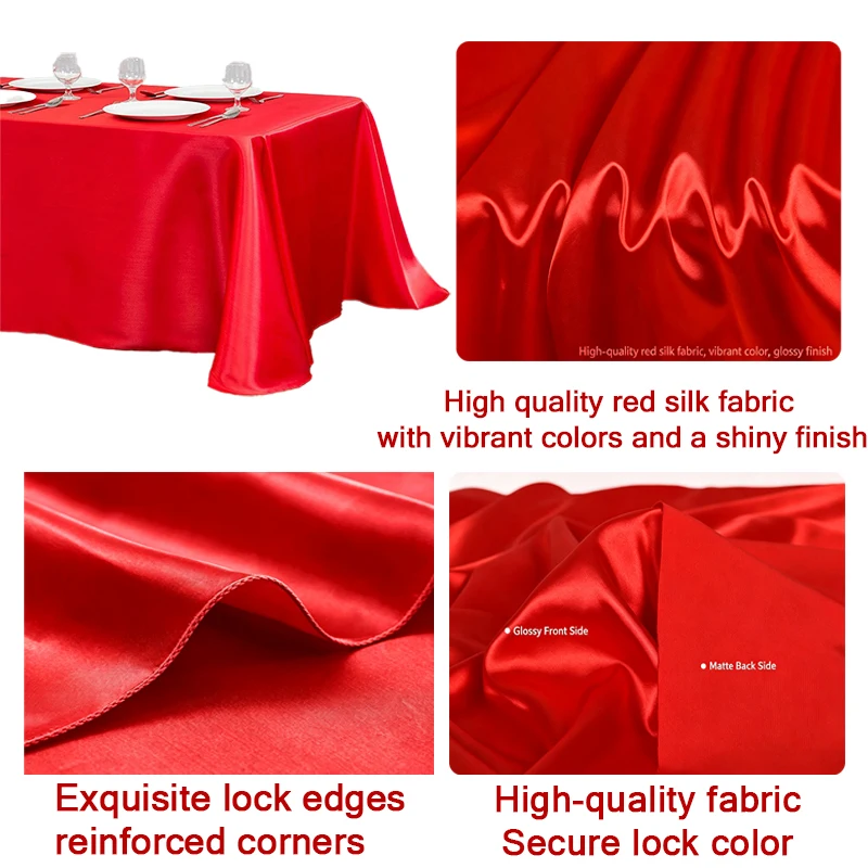 Christmas,Luxury Satin Round Tablecloth, Seamless Wedding Table Cover for Reception, Banquet, Birthday & Communion Decorations