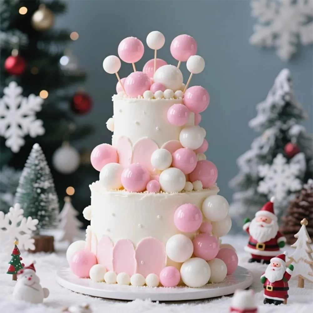 16 Stück rosa und weiße Kuchendekorationskugel, nicht essbare Kuchendekoration, geeignet für Kuchendekor-Ballon, Cupcake-Dekoration DIY – Detail 2