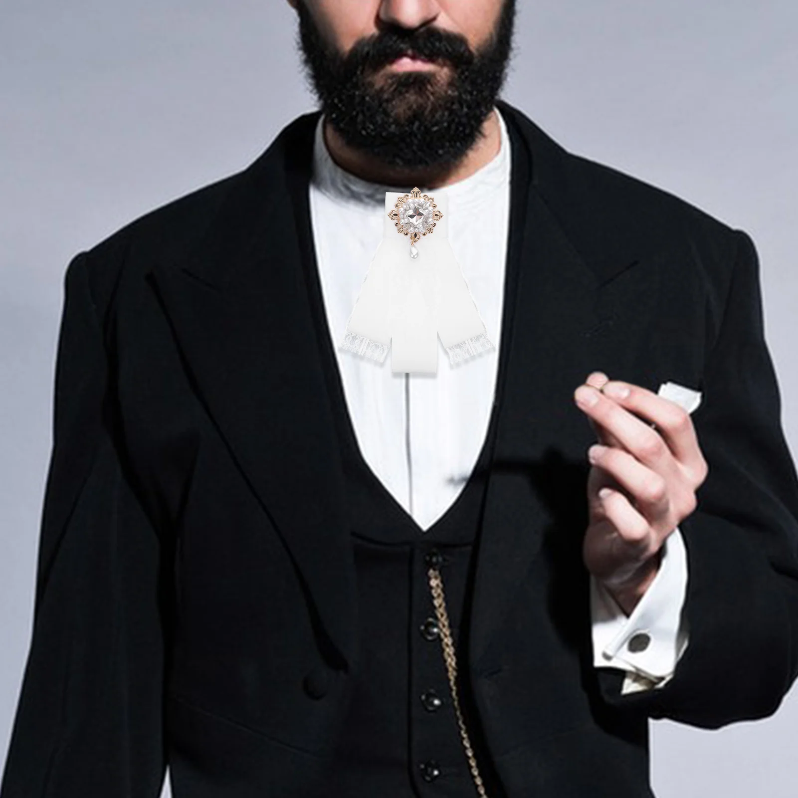 

Rhinestone Pearl Bow Brooch Vintage Baroque Style Sparkling Lapel Pin for Girls Suit Shirt Collar Decoration Fashion Brooch