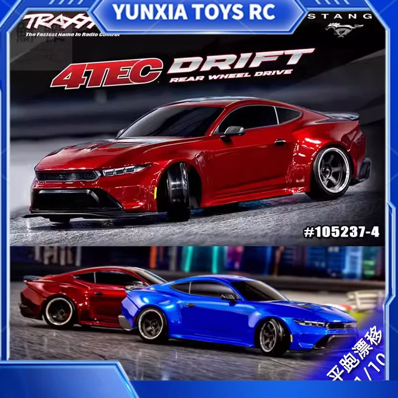 Traxxas-coche deportivo plano con control remoto, simulación de tamaño completo 1:10 4-Tec RWD RC, tracción en la rueda trasera, Mustang de carreras 105237-4