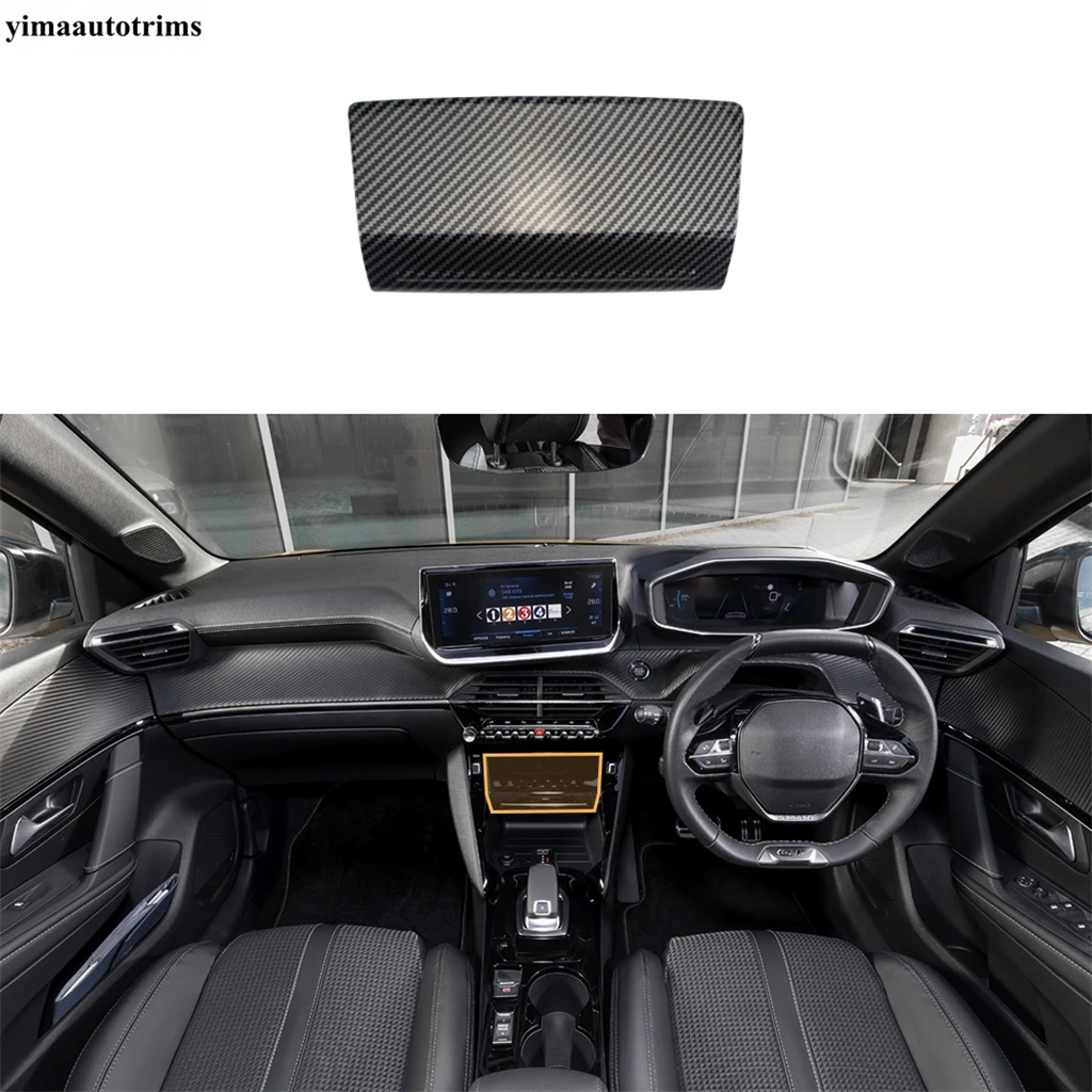 Central Control Cigarette Lighter Decoration Panel Cover Trim For Peugeot 208 2020 - 2025 ABS Carbon Fiber Accessories Interior